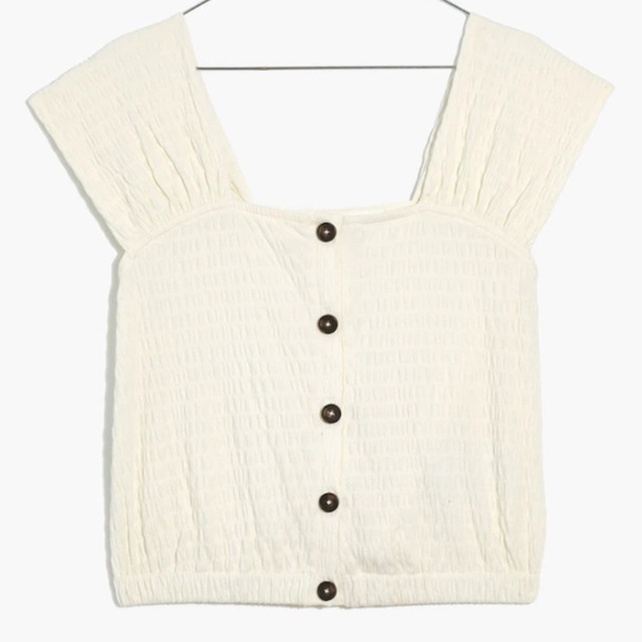 NWT Madewell Crinkle-Knit Button-Front Top Size Medium Summer - Picture 2 of 10
